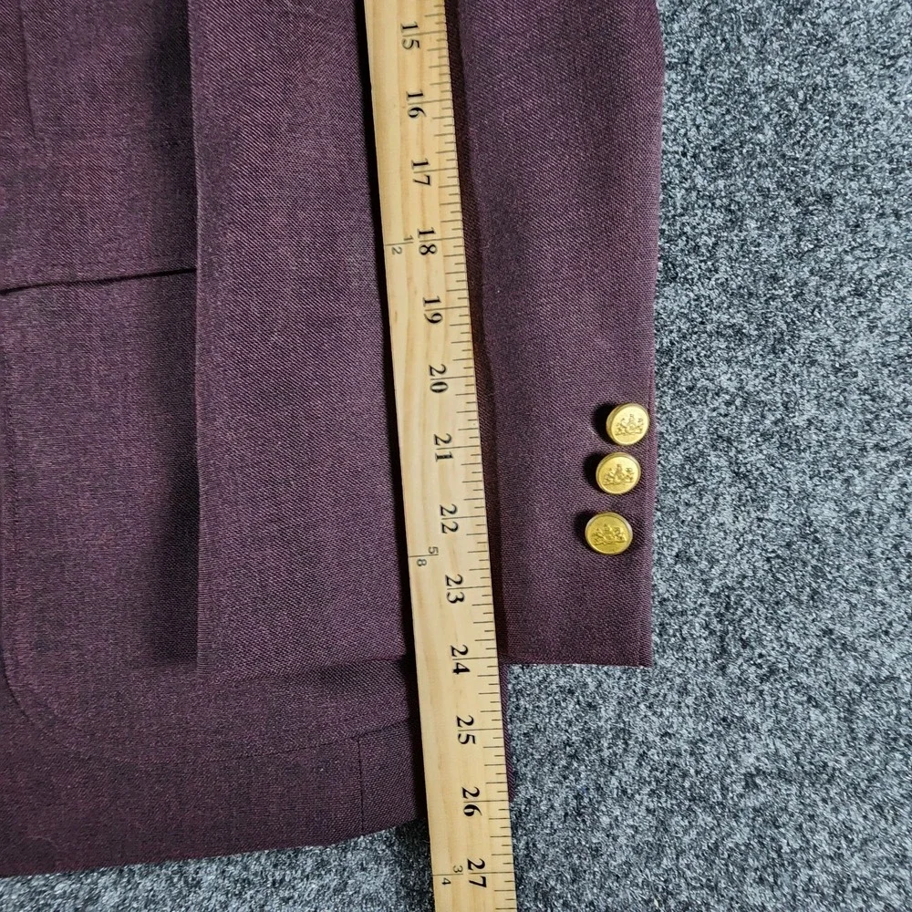 VTG Stafford‎ USA 44S Purple Hopsack Gold Button Men's Blazer Jacket Sport Coat